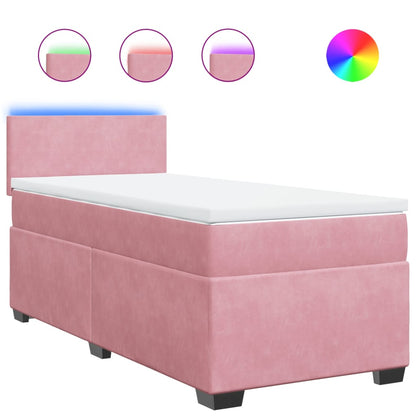 Giroletto a Molle con Materasso Rosa 90x200 cm in Velluto