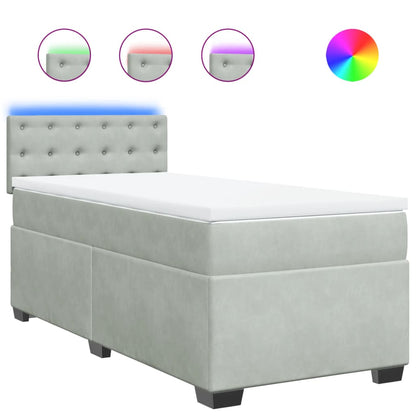 Giroletto a Molle con Materasso Grigio Chiaro 90x200 cm Velluto
