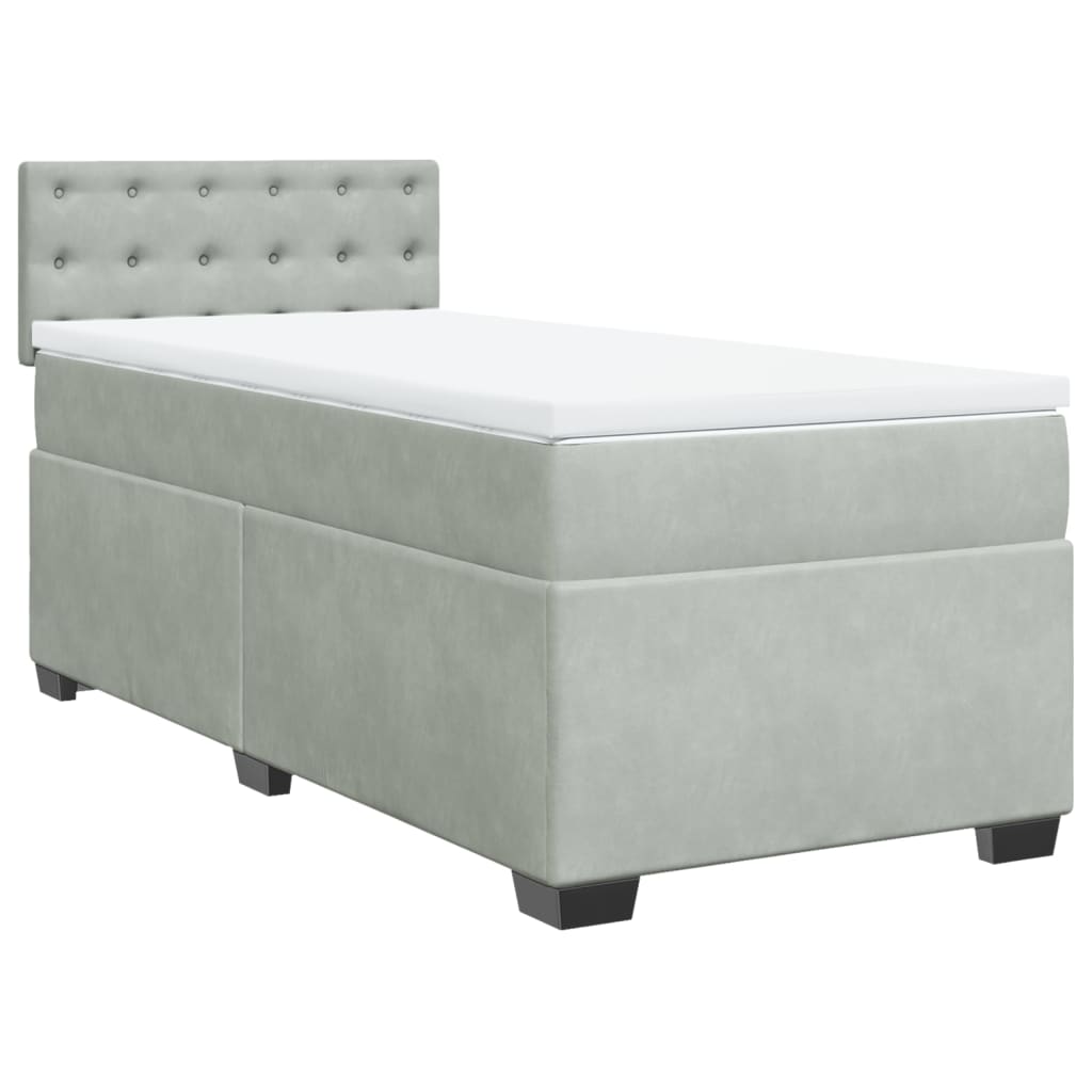 Giroletto a Molle con Materasso Grigio Chiaro 90x200 cm Velluto