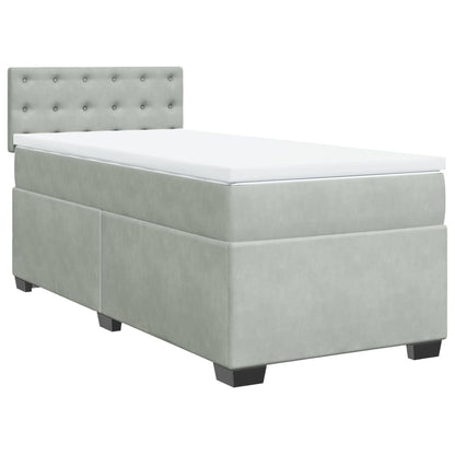 Giroletto a Molle con Materasso Grigio Chiaro 90x200 cm Velluto