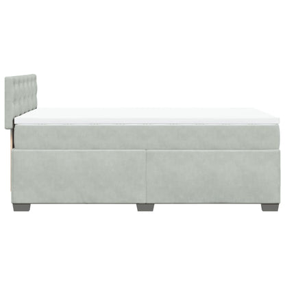 Giroletto a Molle con Materasso Grigio Chiaro 90x200 cm Velluto