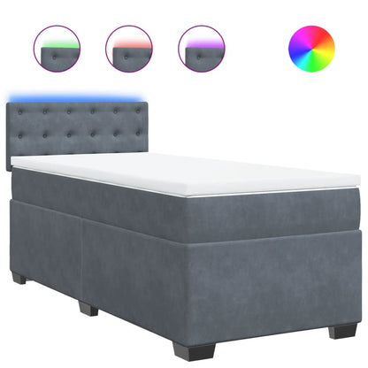 Giroletto a Molle con Materasso Grigio Scuro 90x200 cm Velluto