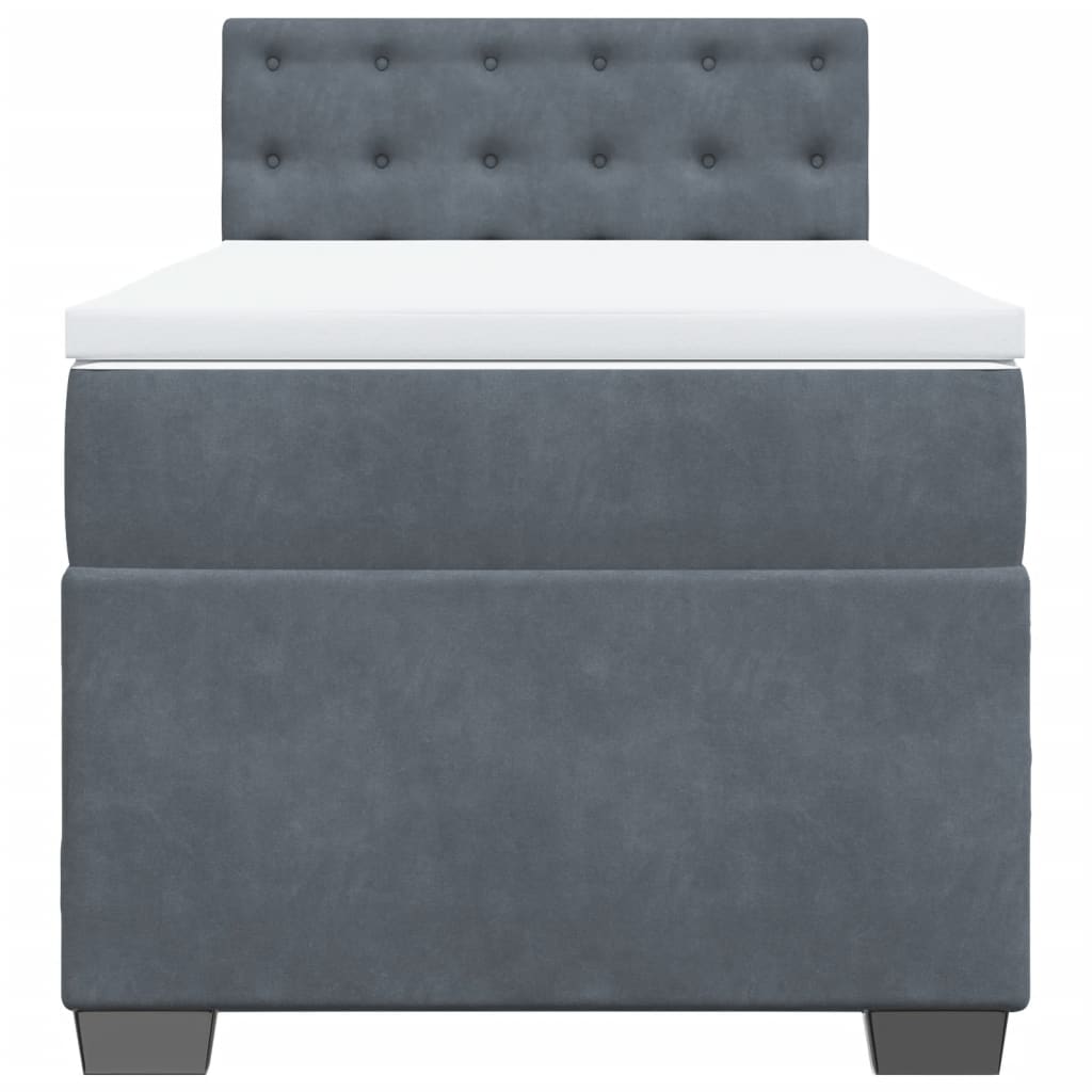 Giroletto a Molle con Materasso Grigio Scuro 90x200 cm Velluto