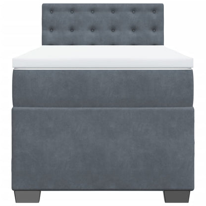 Giroletto a Molle con Materasso Grigio Scuro 90x200 cm Velluto