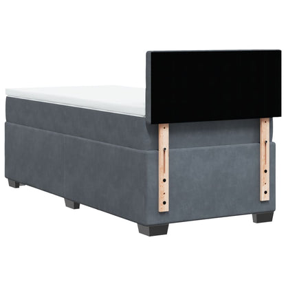 Giroletto a Molle con Materasso Grigio Scuro 90x200 cm Velluto