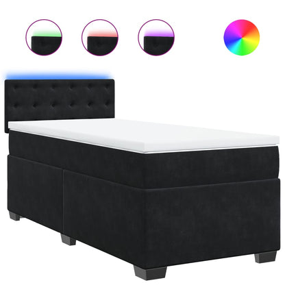 Giroletto a Molle con Materasso Nero 90x200 cm in Velluto