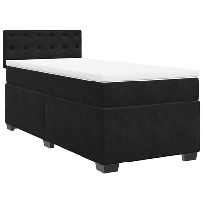 Giroletto a Molle con Materasso Nero 90x200 cm in Velluto