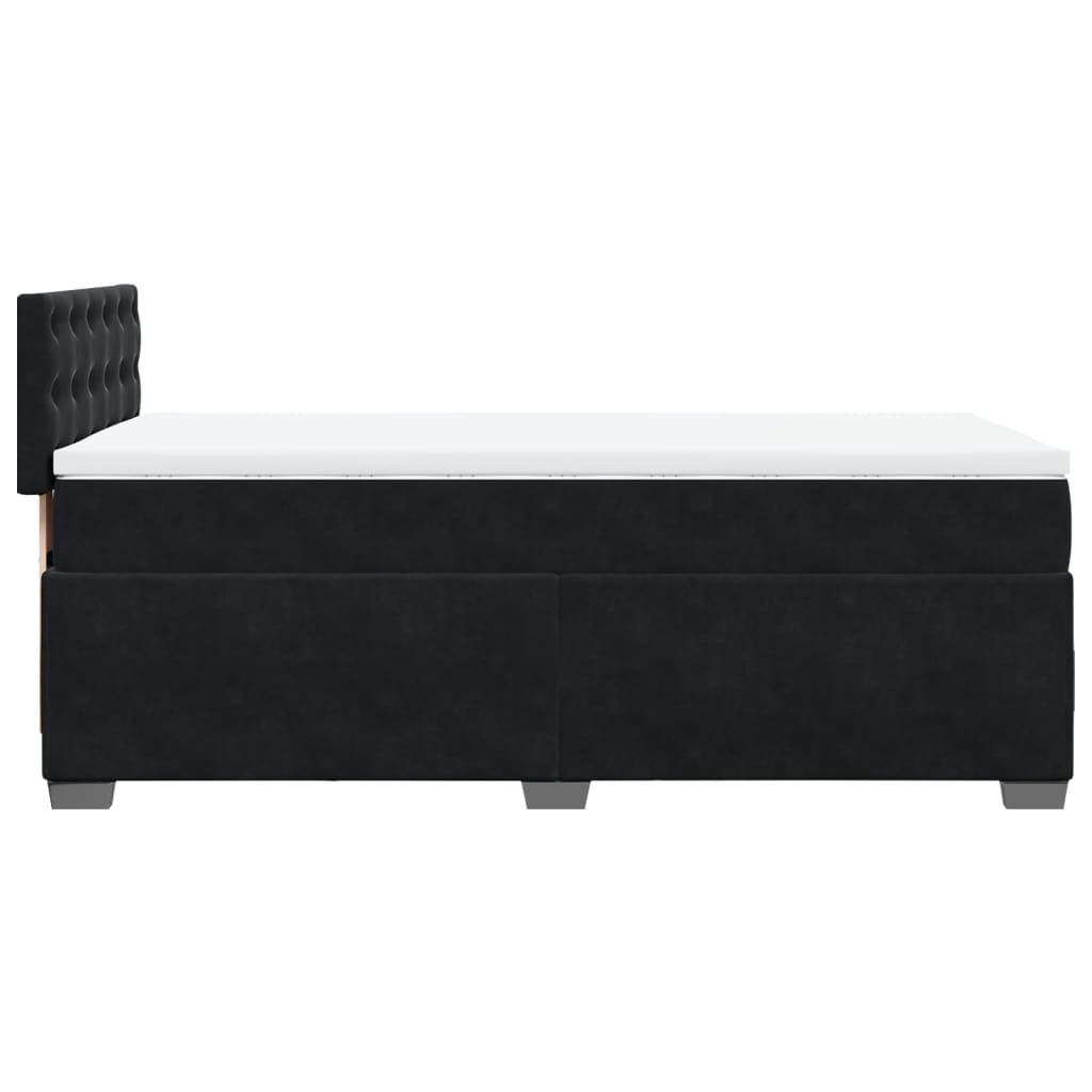 Giroletto a Molle con Materasso Nero 90x200 cm in Velluto