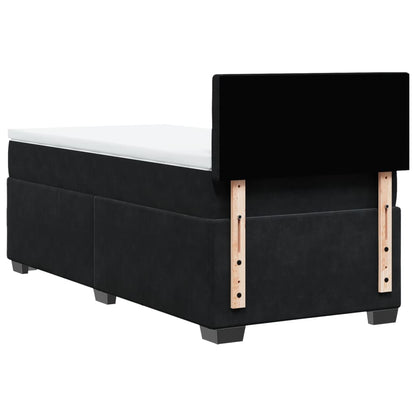 Giroletto a Molle con Materasso Nero 90x200 cm in Velluto