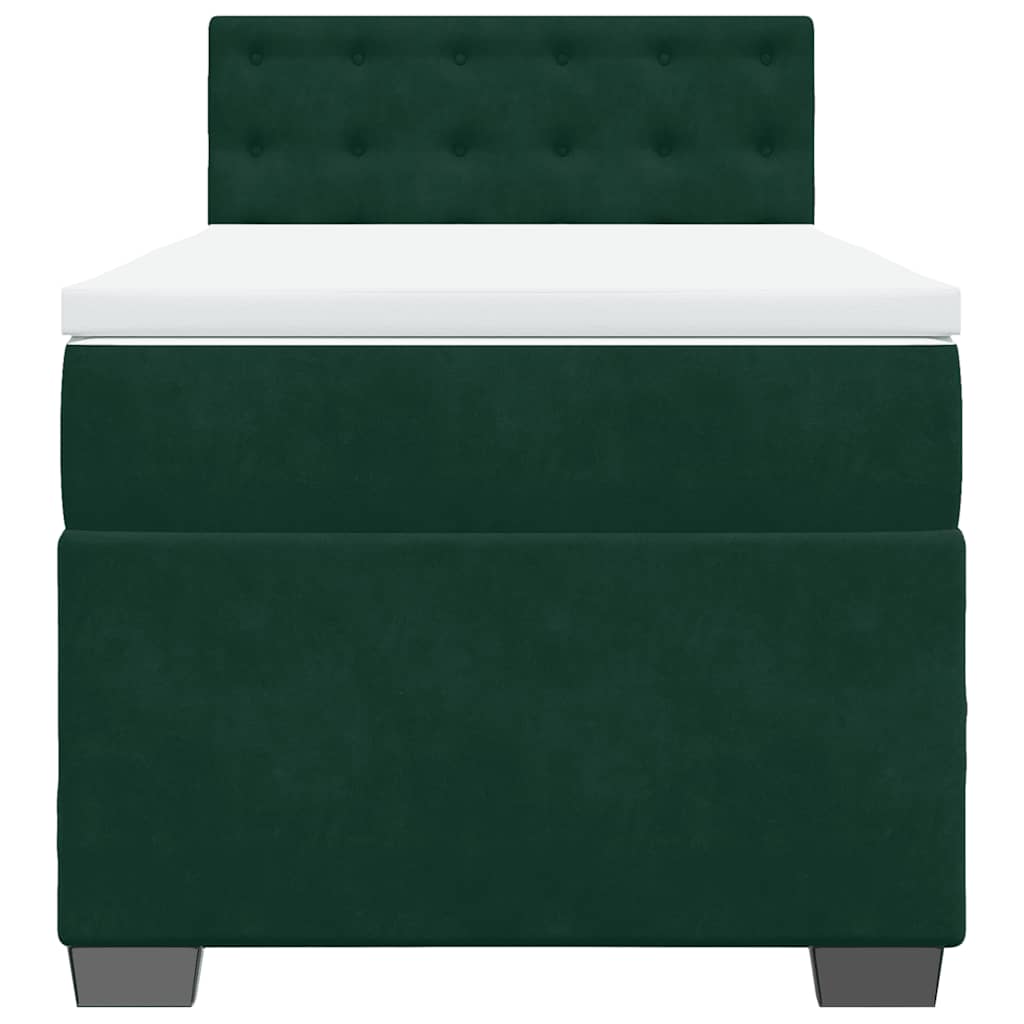 Giroletto a Molle con Materasso Verde Scuro 90x200 cm Velluto