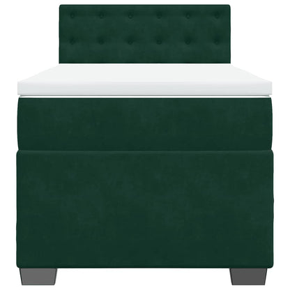 Giroletto a Molle con Materasso Verde Scuro 90x200 cm Velluto