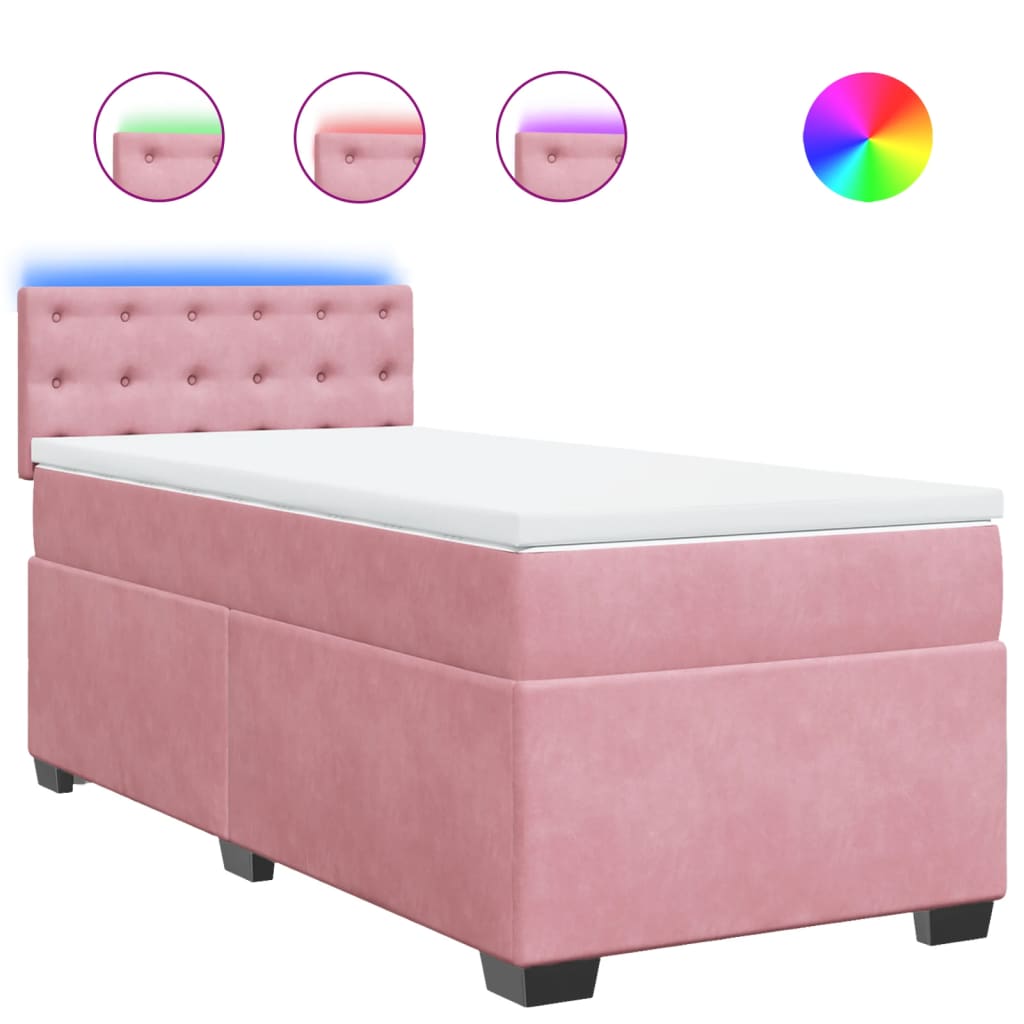 Giroletto a Molle con Materasso Rosa 90x200 cm in Velluto