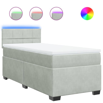 Giroletto a Molle con Materasso Grigio Chiaro 90x200 cm Velluto