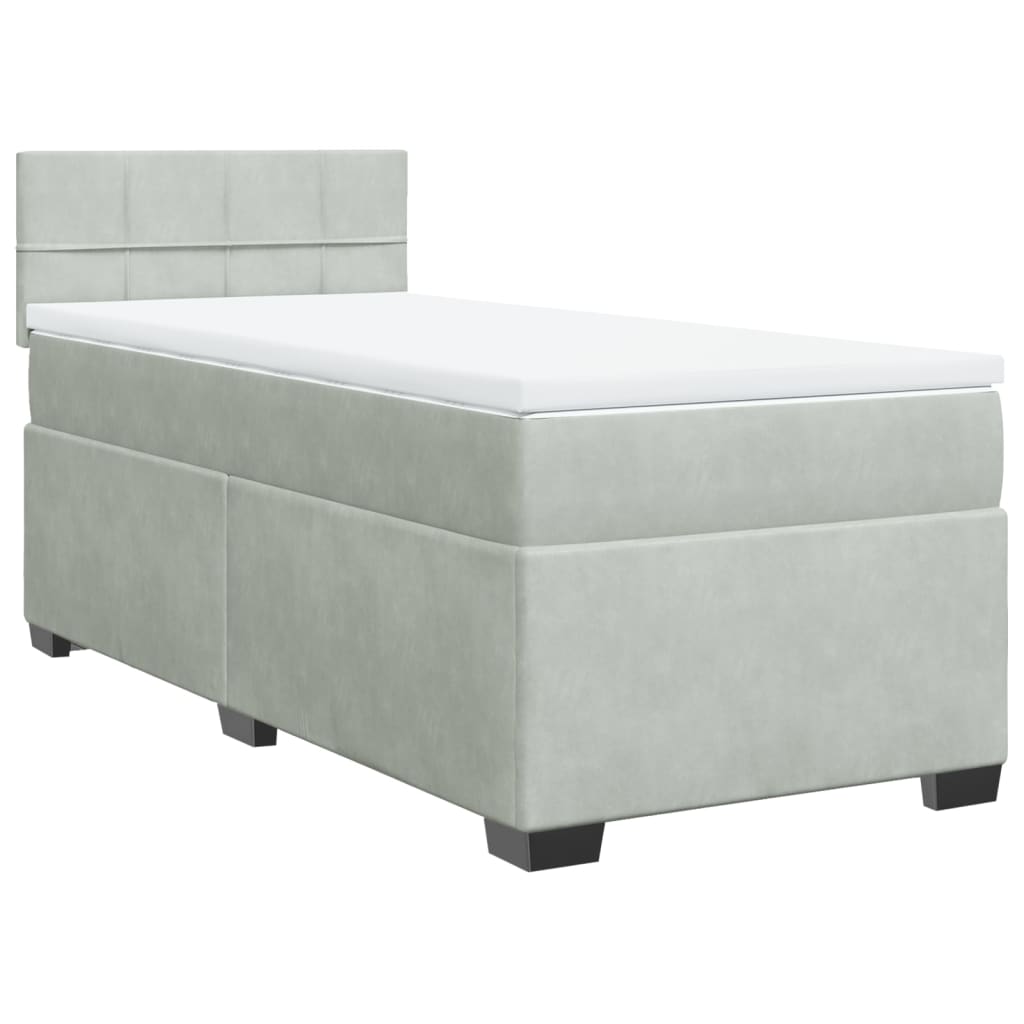 Giroletto a Molle con Materasso Grigio Chiaro 90x200 cm Velluto