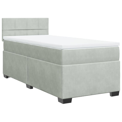 Giroletto a Molle con Materasso Grigio Chiaro 90x200 cm Velluto