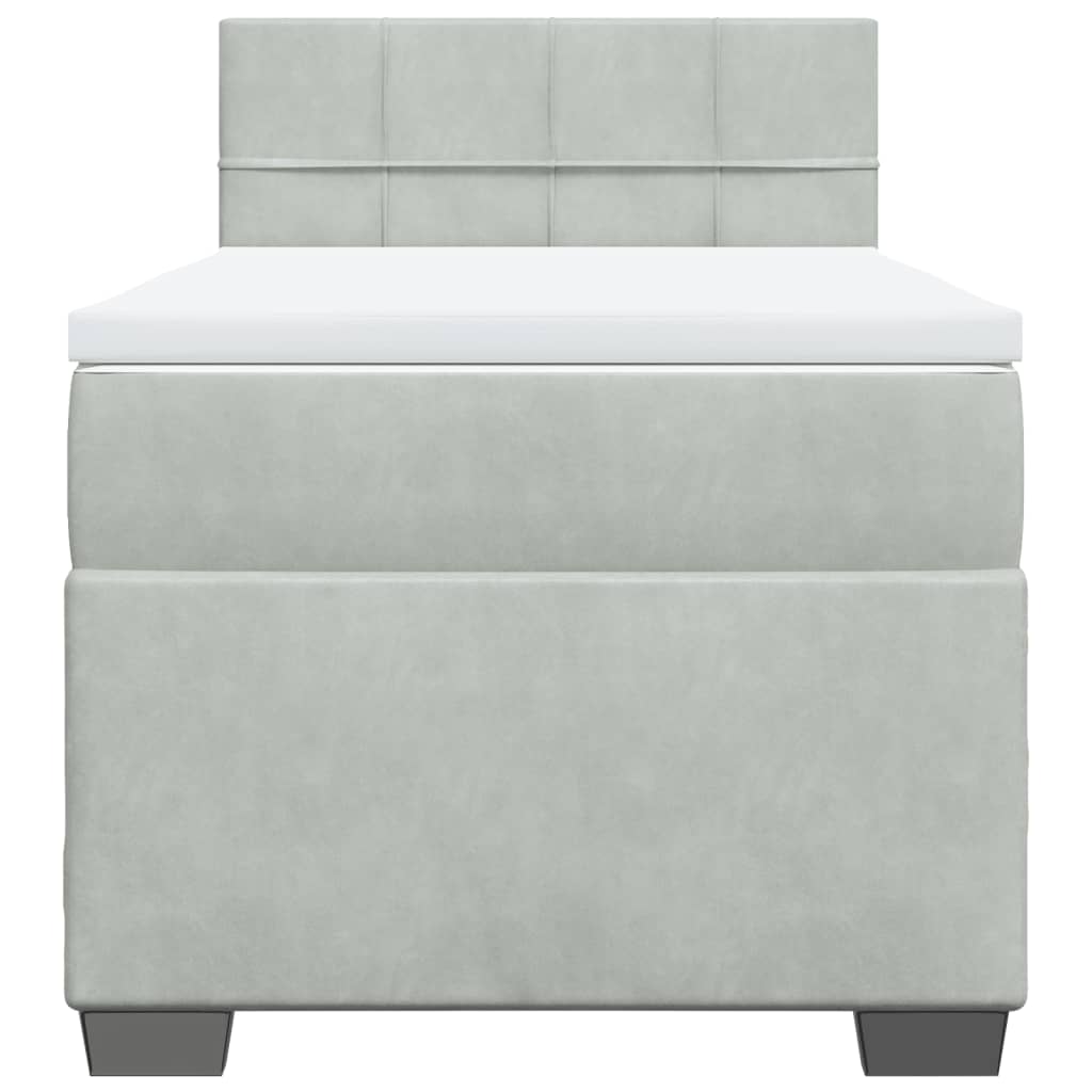 Giroletto a Molle con Materasso Grigio Chiaro 90x200 cm Velluto