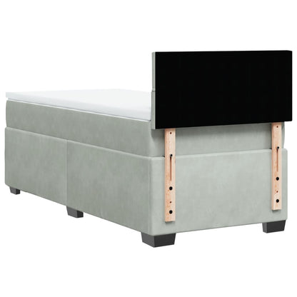 Giroletto a Molle con Materasso Grigio Chiaro 90x200 cm Velluto