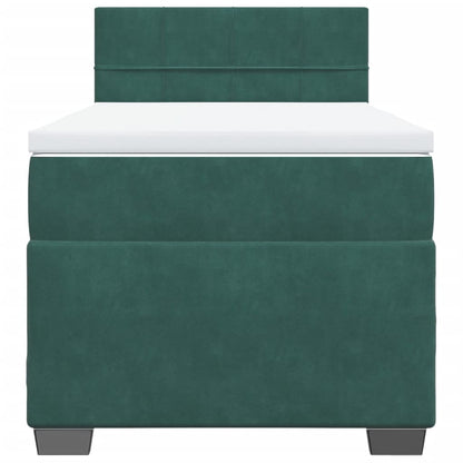 Giroletto a Molle con Materasso Verde Scuro 90x200 cm Velluto