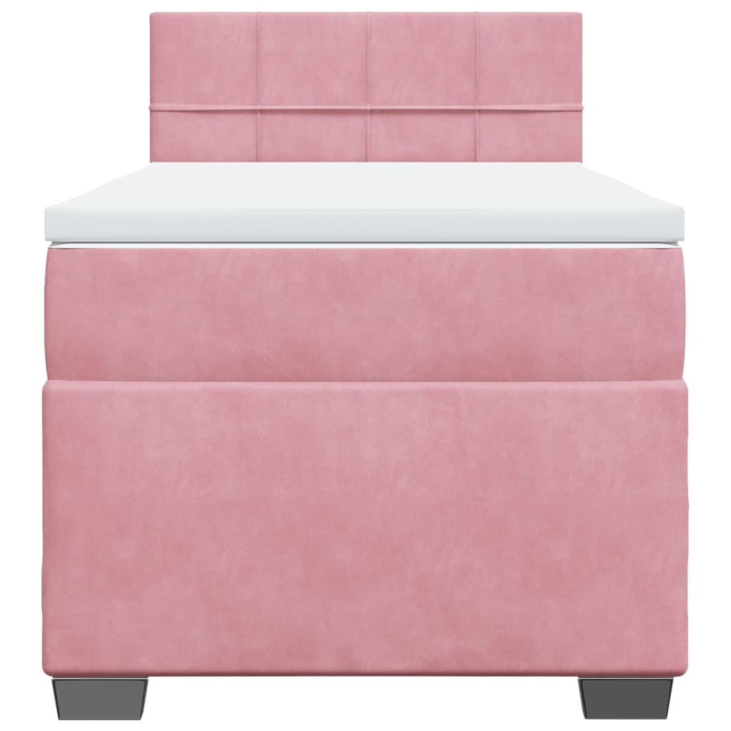 Giroletto a Molle con Materasso Rosa 90x200 cm in Velluto