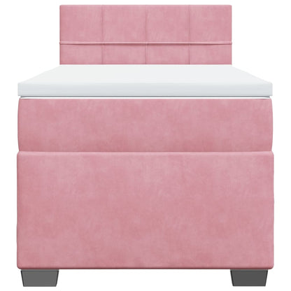Giroletto a Molle con Materasso Rosa 90x200 cm in Velluto