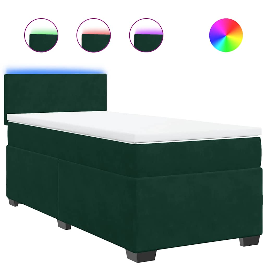 Giroletto a Molle con Materasso Verde Scuro 100x200 cm Velluto | homemem39