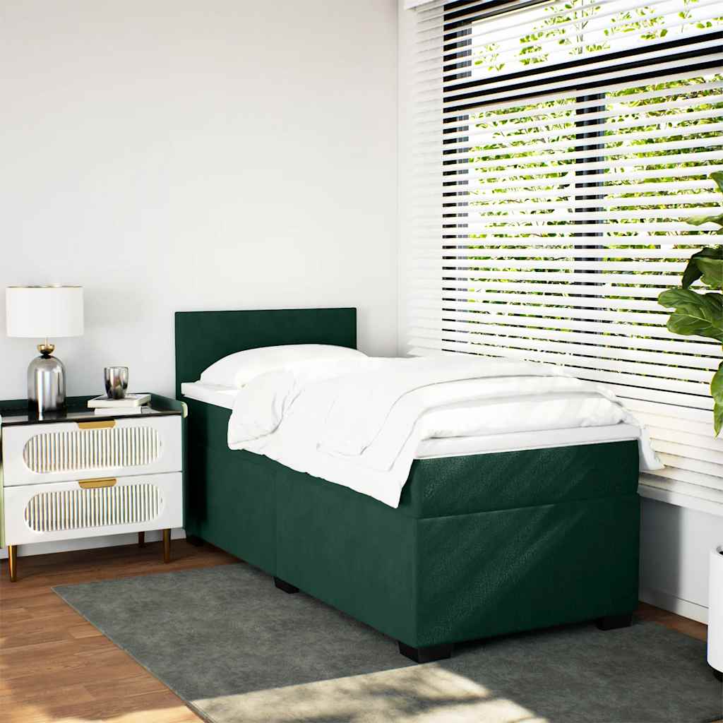 Giroletto a Molle con Materasso Verde Scuro 100x200 cm Velluto | homemem39