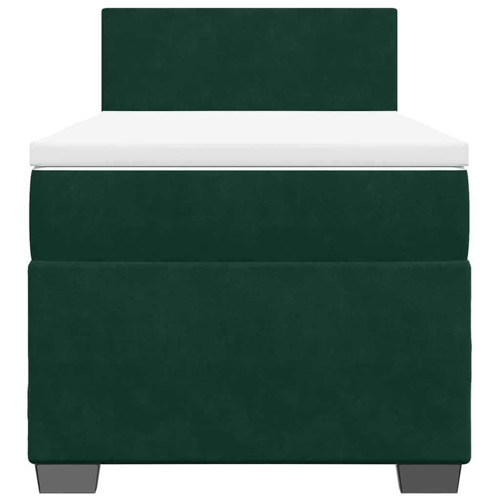 Giroletto a Molle con Materasso Verde Scuro 100x200 cm Velluto