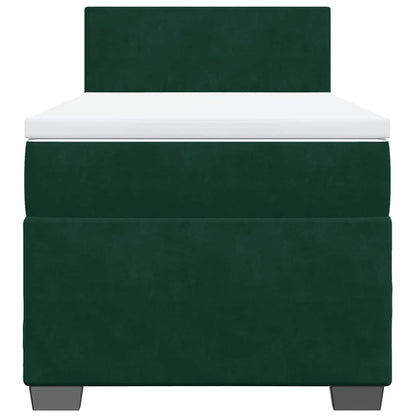 Giroletto a Molle con Materasso Verde Scuro 100x200 cm Velluto
