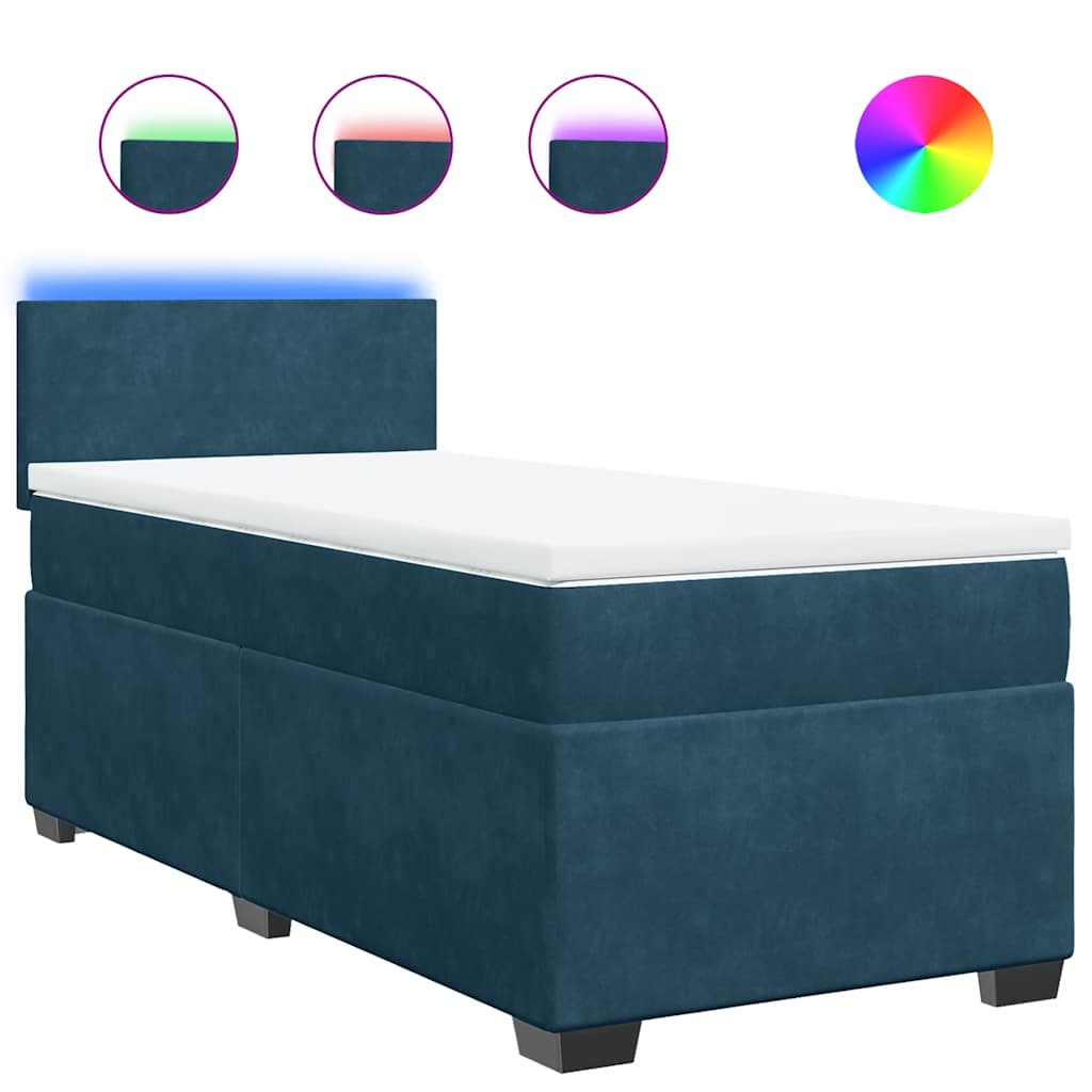 Giroletto a Molle con Materasso Blu 100x200 cm in Velluto | homemem39
