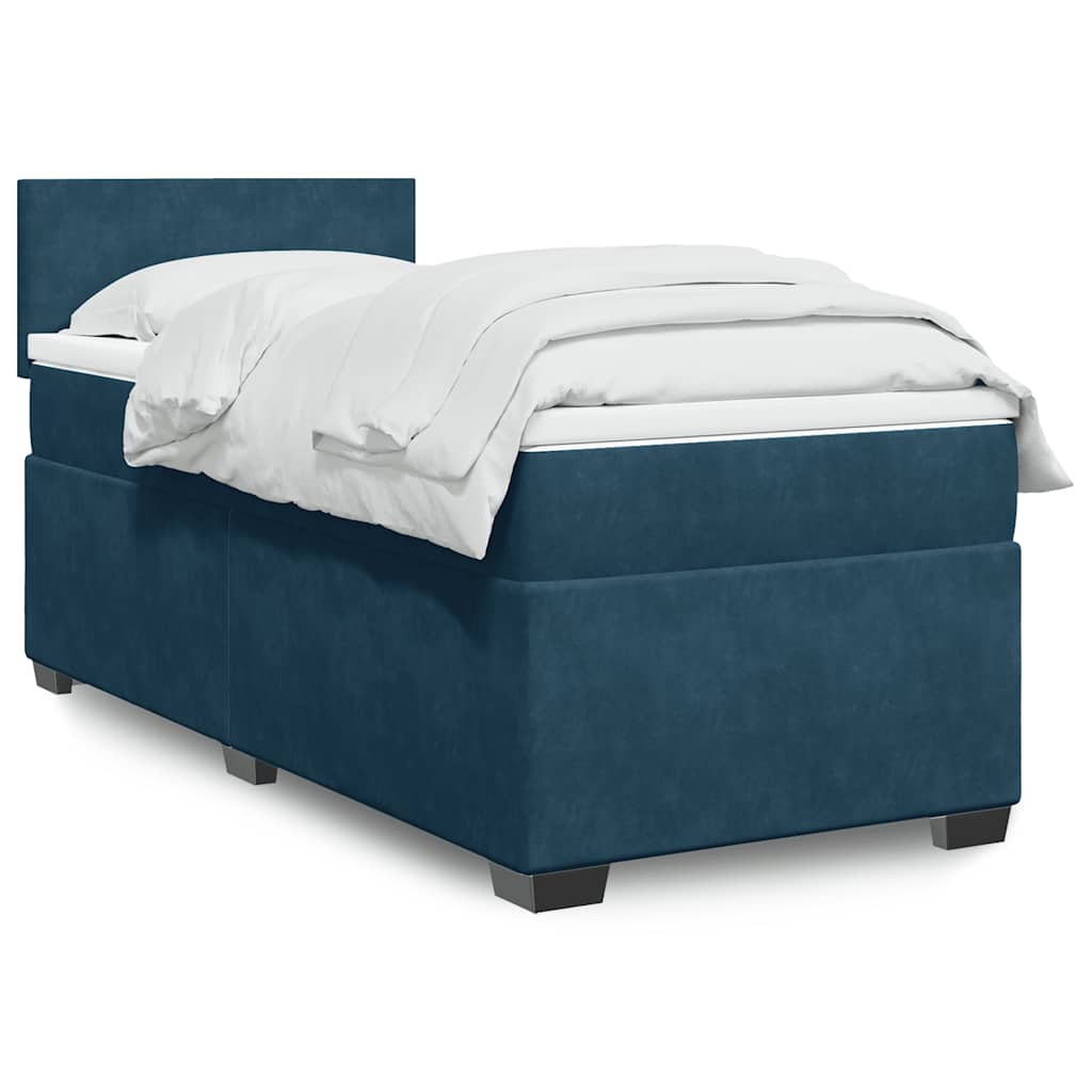 Giroletto a Molle con Materasso Blu 100x200 cm in Velluto | homemem39