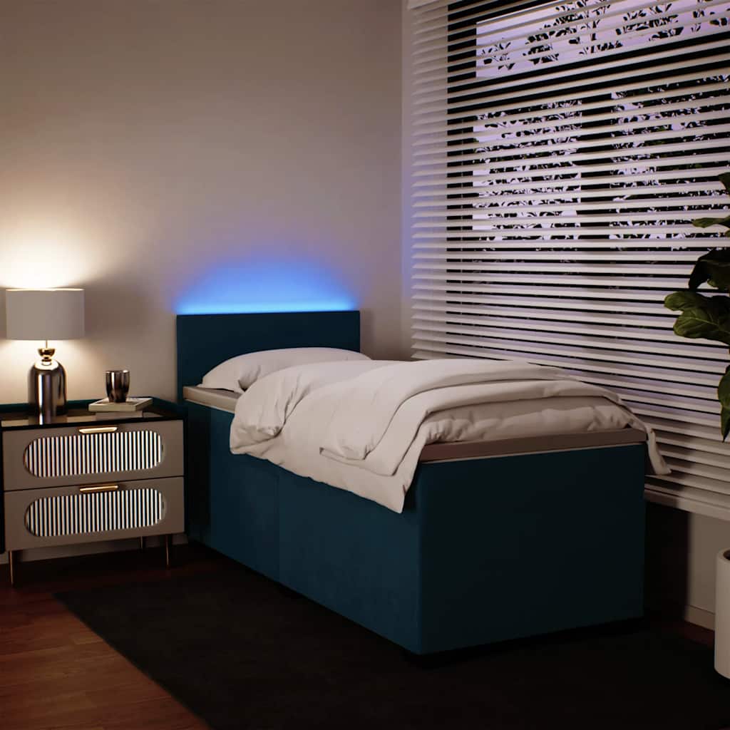 Giroletto a Molle con Materasso Blu 100x200 cm in Velluto | homemem39