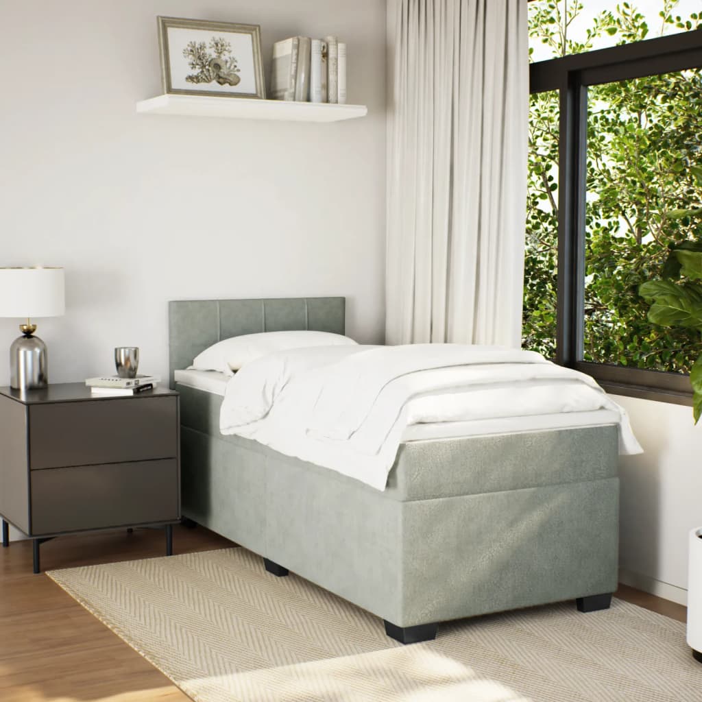 Giroletto a Molle con Materasso Grigio Chiaro 100x200cm Velluto - homemem39