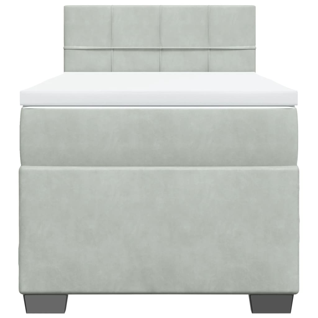 Giroletto a Molle con Materasso Grigio Chiaro 100x200cm Velluto - homemem39