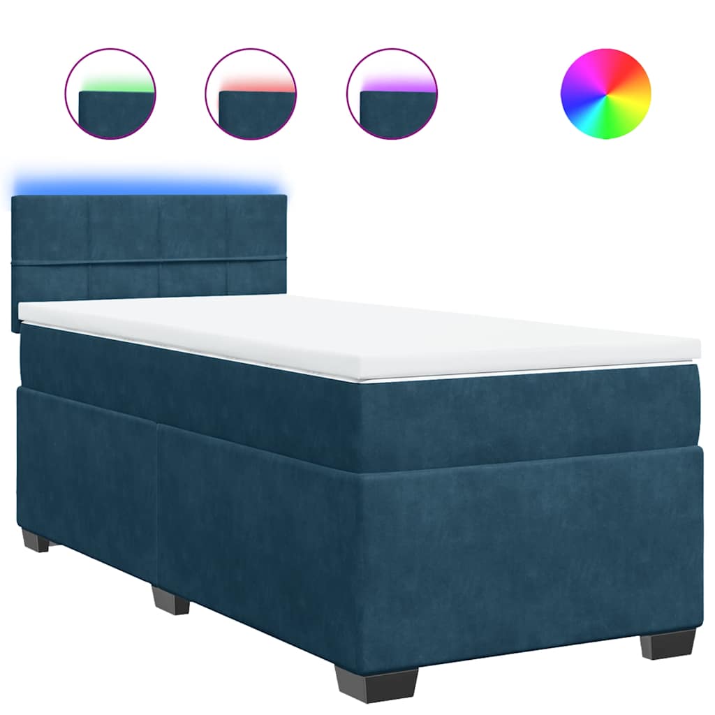 Giroletto a Molle con Materasso Blu 100x200 cm in Velluto | homemem39