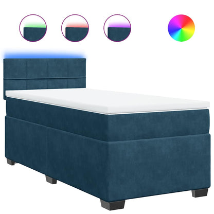 Giroletto a Molle con Materasso Blu 100x200 cm in Velluto | homemem39