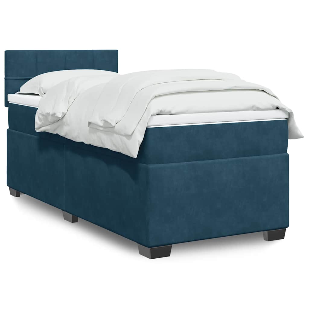 Giroletto a Molle con Materasso Blu 100x200 cm in Velluto | homemem39