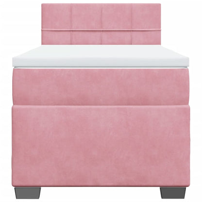 Giroletto a Molle con Materasso Rosa 100x200 cm in Velluto