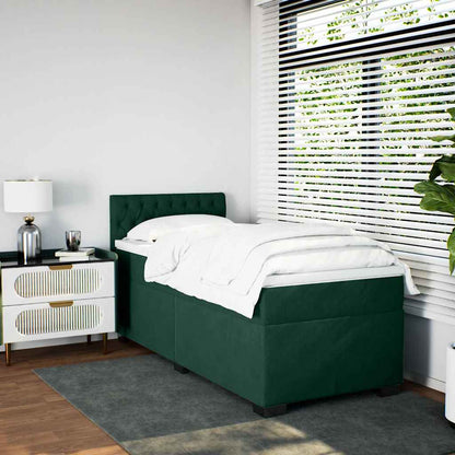 Giroletto a Molle con Materasso Verde Scuro 100x200 cm Velluto | homemem39