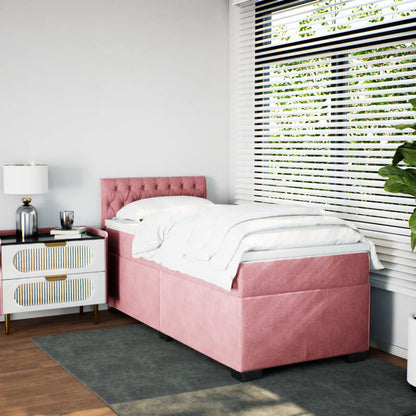 Giroletto a Molle con Materasso Rosa 100x200 cm in Velluto
