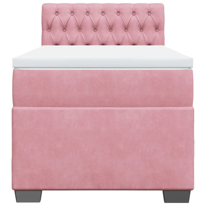 Giroletto a Molle con Materasso Rosa 100x200 cm in Velluto