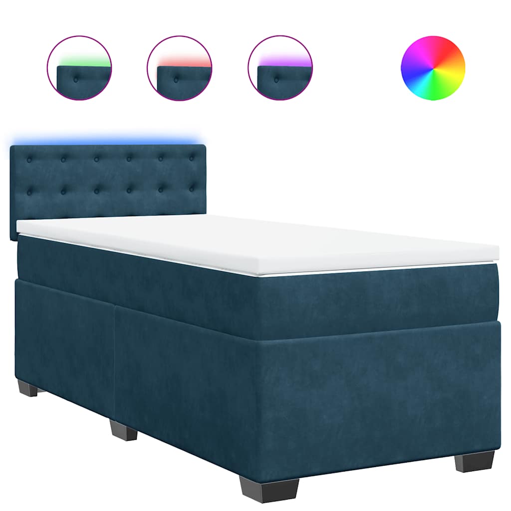 Giroletto a Molle con Materasso Blu 100x200 cm in Velluto | homemem39