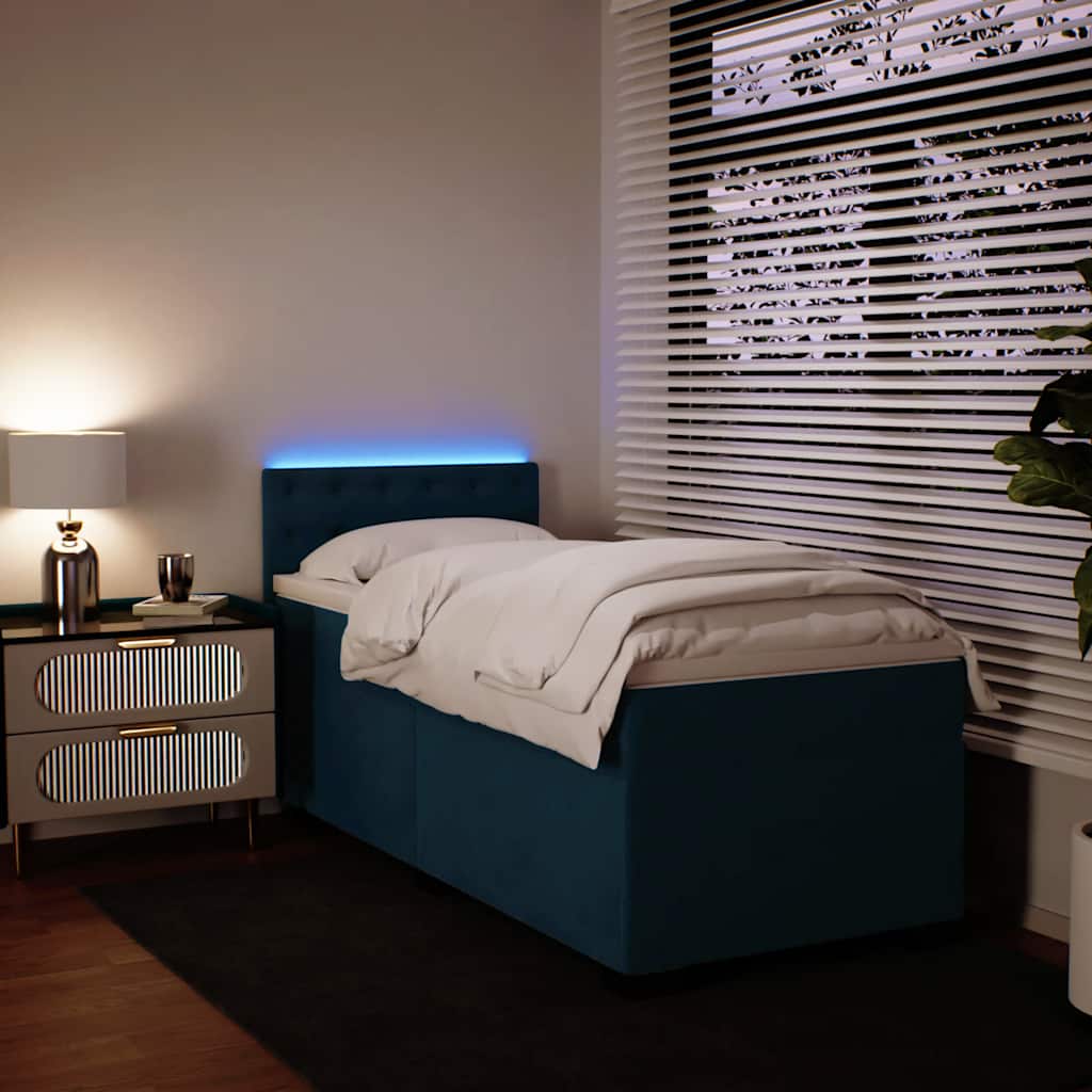Giroletto a Molle con Materasso Blu 100x200 cm in Velluto | homemem39