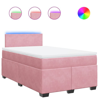 Giroletto a Molle con Materasso Rosa 120x190 cm in Velluto