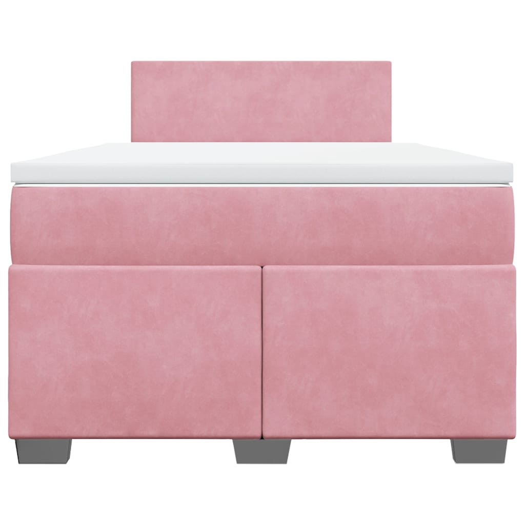 Giroletto a Molle con Materasso Rosa 120x190 cm in Velluto