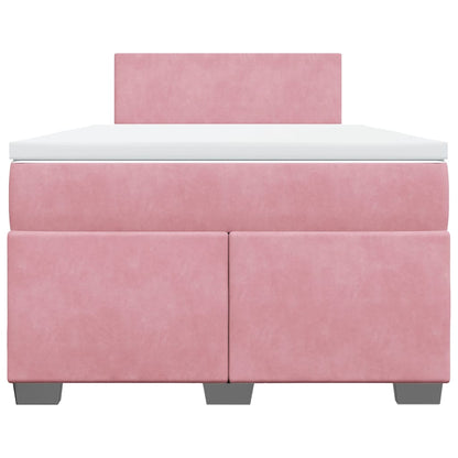 Giroletto a Molle con Materasso Rosa 120x190 cm in Velluto
