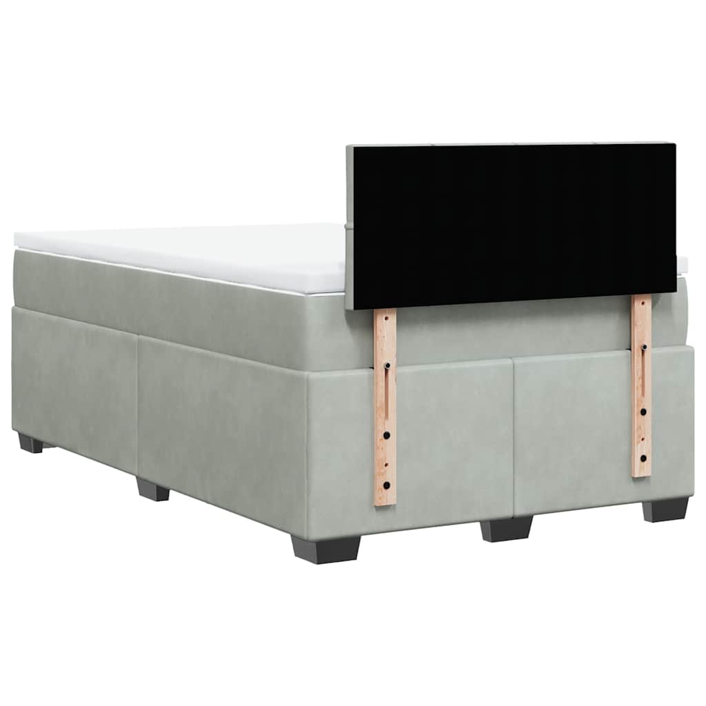 Giroletto a Molle con Materasso Grigio Chiaro 120x190cm Velluto