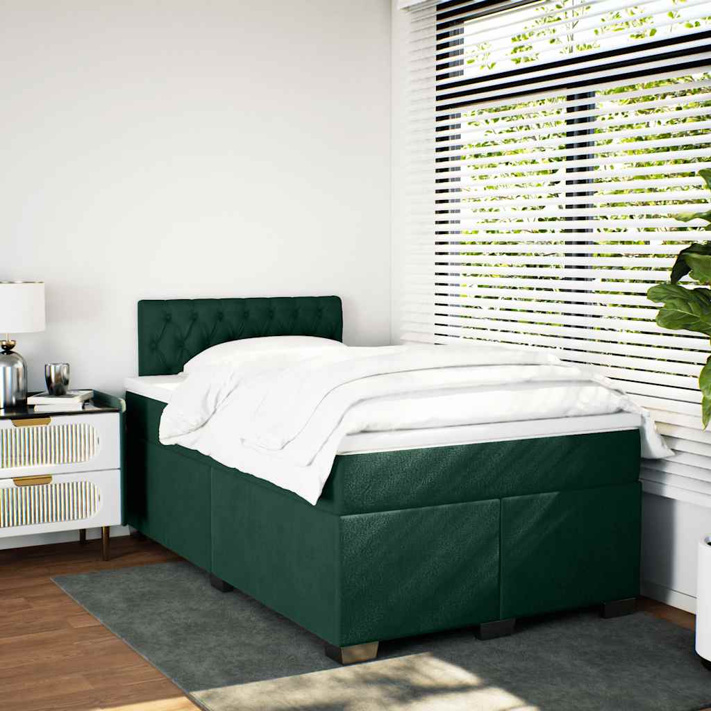 Giroletto a Molle con Materasso Verde Scuro 120x190 cm Velluto