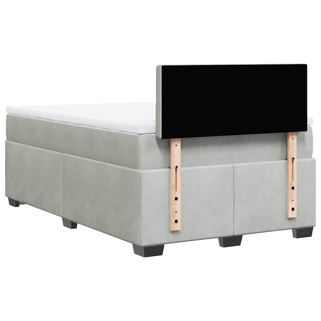 Giroletto a Molle con Materasso Grigio Chiaro 120x190cm Velluto