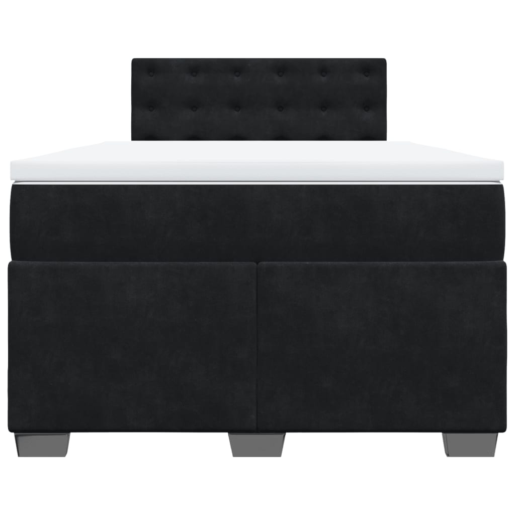 Giroletto a Molle con Materasso Nero 120x190 cm in Velluto