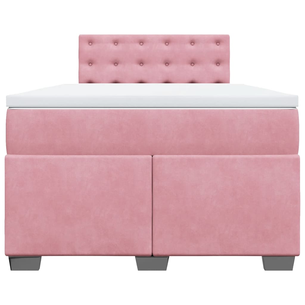 Giroletto a Molle con Materasso Rosa 120x190 cm in Velluto
